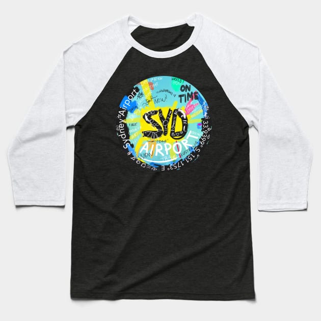 Syd Sydney scribble Baseball T-Shirt by Woohoo